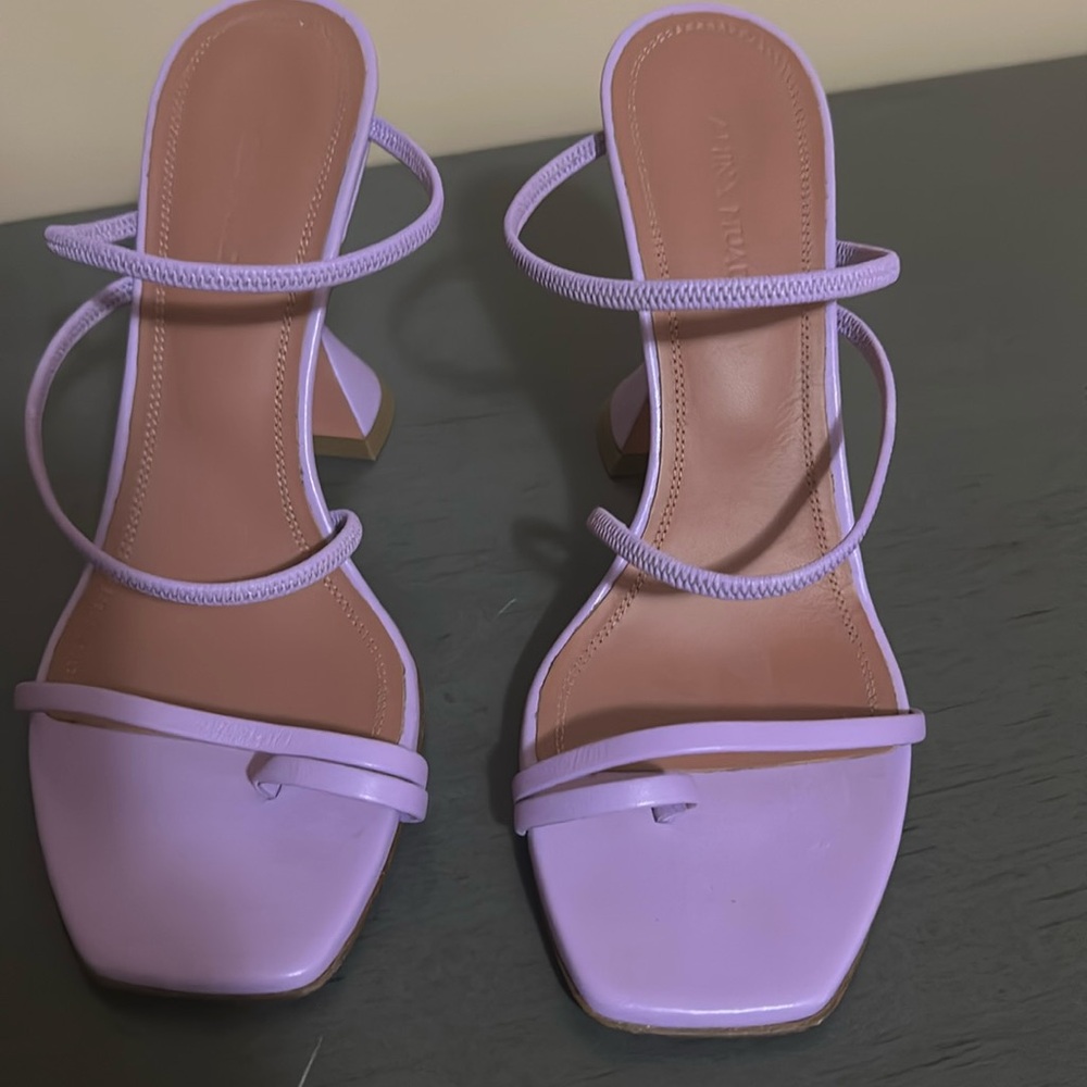 Amina Muaddi sandles warn once